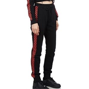 Danielle Guizio Red and Black checkered sweatpants